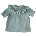Blusa verde cuello nido de abeja manga corta